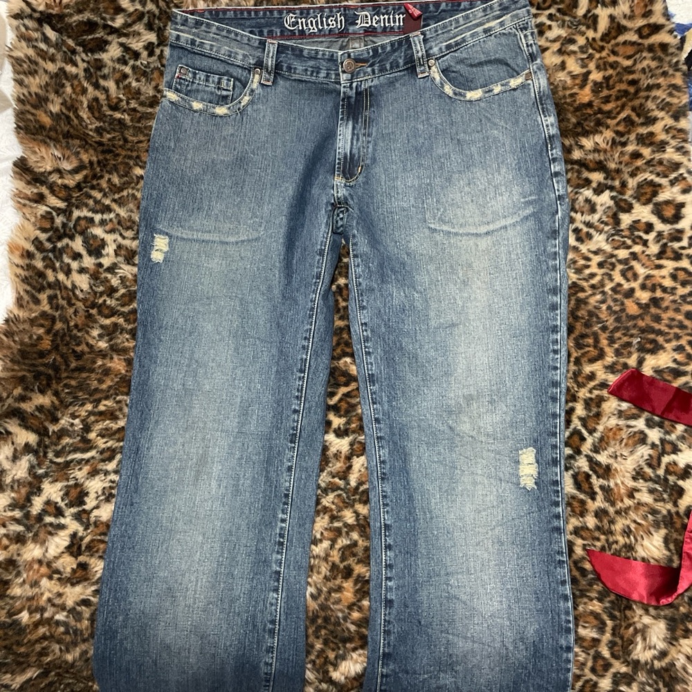 English Denim Distressed Blue Jeans